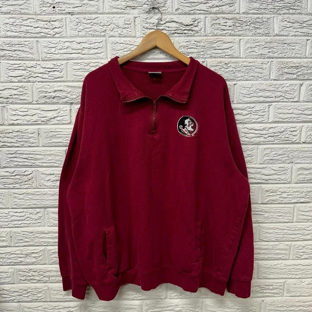 Florida State Stadium 1/4 Zip Pullover Jacket‎ XXXL  3XL Red Quarter Zip Sweater